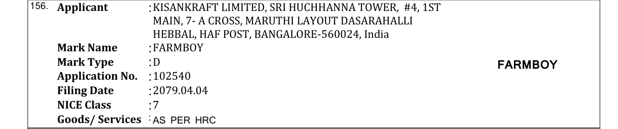 Original bulletin entry for FARMBOY