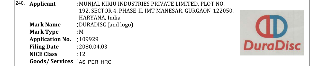 Original bulletin entry for DURADISC (and logo)