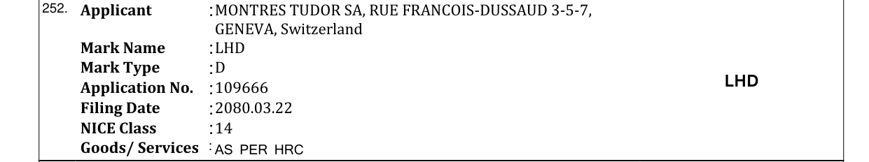 Original bulletin entry for LHD