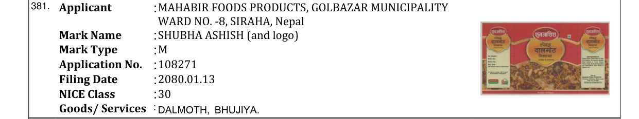 Original bulletin entry for SHUBHA ASHISH (and logo)