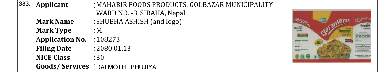 Original bulletin entry for SHUBHA ASHISH (and logo)
