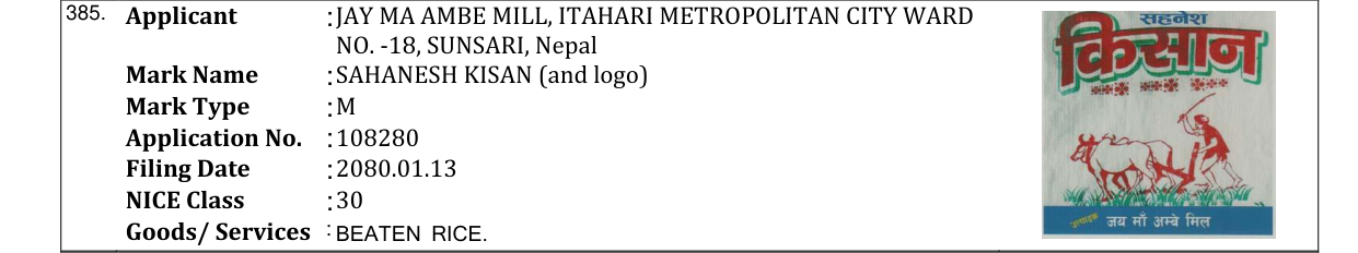 Original bulletin entry for SAHANESH KISAN (and logo)