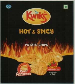 KWIK'S HOTS & SPICY POTATO CHIPS (and logo) trademark logo