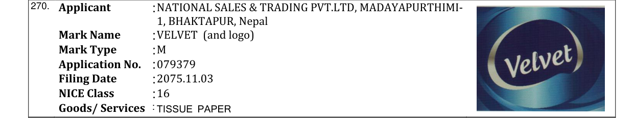 Original bulletin entry for VELVET (and logo)