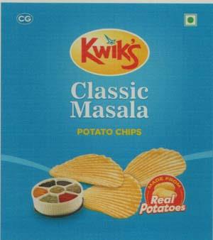 KWIK'S CLASSIC MASALA POTATO CHIPS (and logo) trademark logo