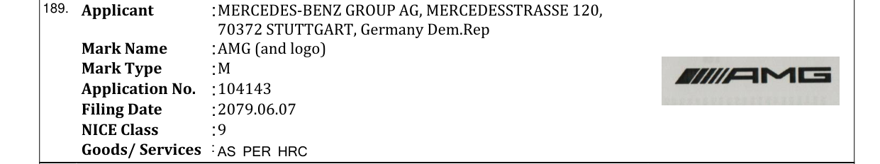 Original bulletin entry for AMG (and logo)