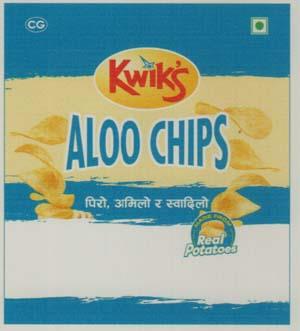 KWIK'S ALOO CHIPS POTATO CHIPS (and logo) trademark logo
