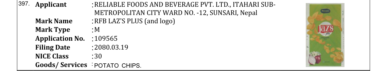 Original bulletin entry for RFB LAZ'S PLUS (and logo)