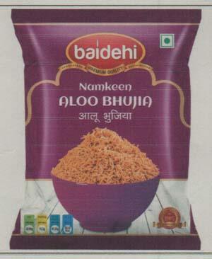 BAIDEHI ALOO BHUJIA NAMKEEN (and logo) trademark logo