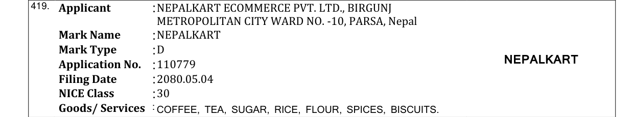 Original bulletin entry for NEPALKART