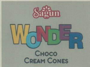 SAGUN WONDER CHOCO CREAM CONES (and logo) trademark logo