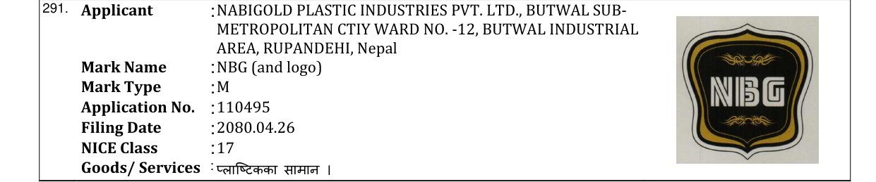 Original bulletin entry for NBG (and logo)