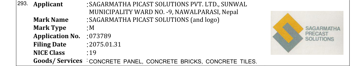 Original bulletin entry for SAGARMATHA PICAST SOLUTIONS (and logo)