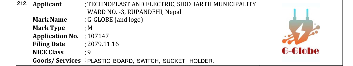 Original bulletin entry for G-GLOBE (and logo)