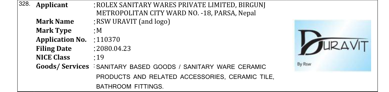 Original bulletin entry for RSW URAVIT (and logo)