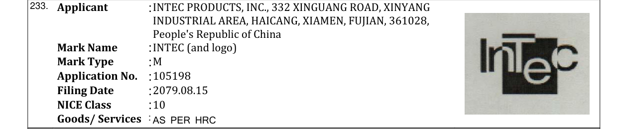 Original bulletin entry for INTEC (and logo)
