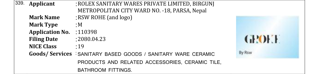 Original bulletin entry for RSW ROHE (and logo)