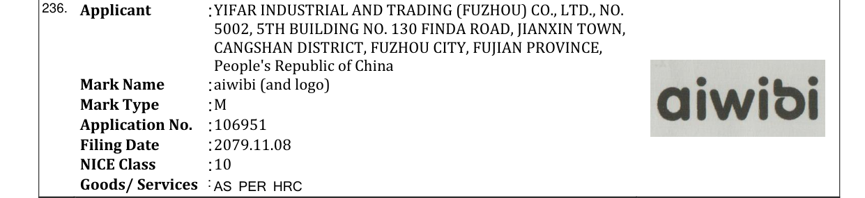 Original bulletin entry for aiwibi (and logo)