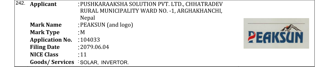 Original bulletin entry for PEAKSUN (and logo)