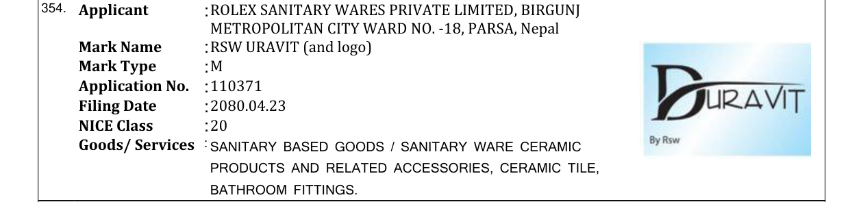 Original bulletin entry for RSW URAVIT (and logo)