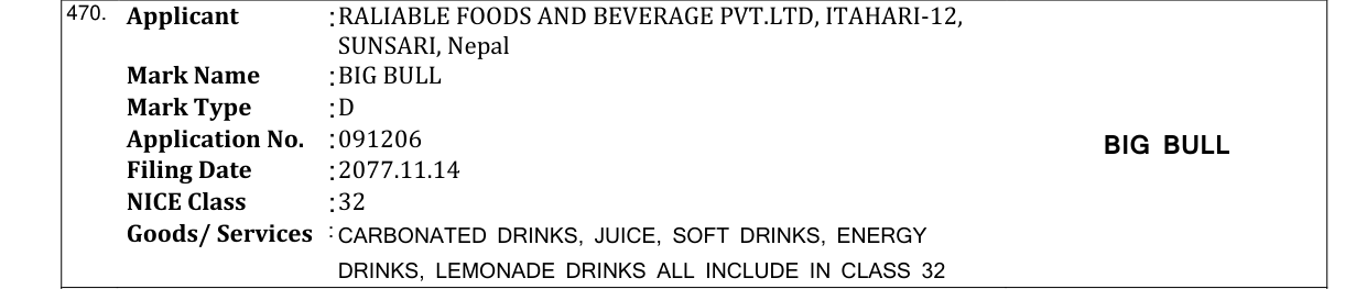 Original bulletin entry for BIG BULL