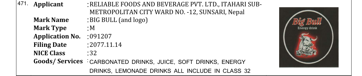 Original bulletin entry for BIG BULL (and logo)