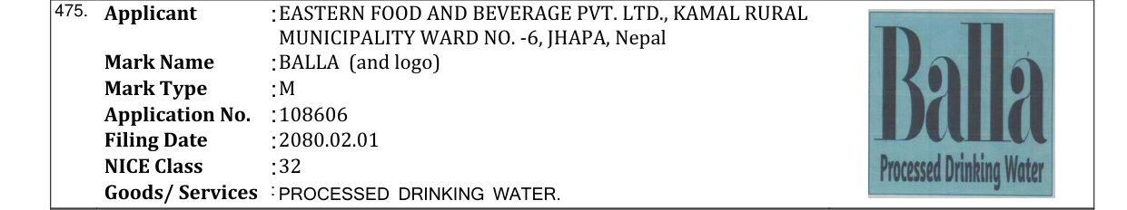 Original bulletin entry for BALLA (and logo)