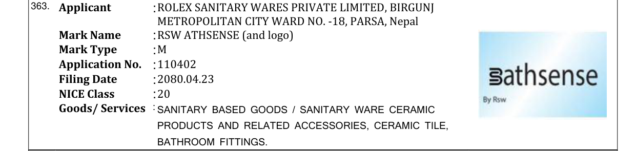 Original bulletin entry for RSW ATHSENSE (and logo)