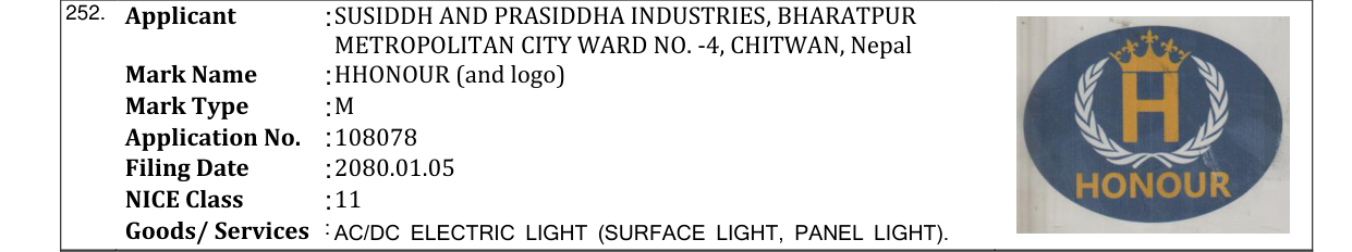 Original bulletin entry for HHONOUR (and logo)