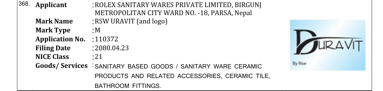 Original bulletin entry for RSW URAVIT (and logo)