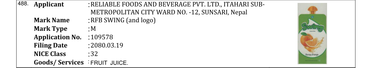 Original bulletin entry for RFB SWING (and logo)
