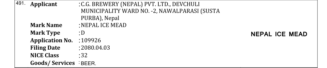 Original bulletin entry for NEPAL ICE MEAD