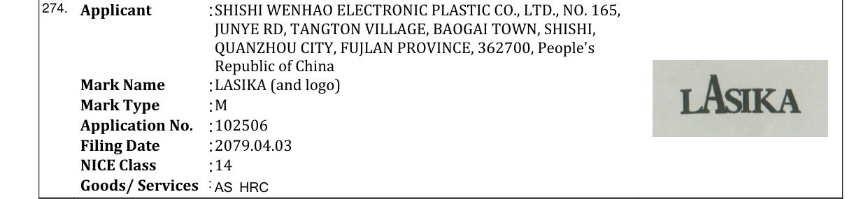 Original bulletin entry for LASIKA (and logo)