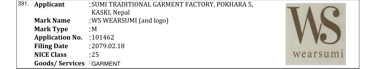 Original bulletin entry for WS WEARSUMI (and logo)