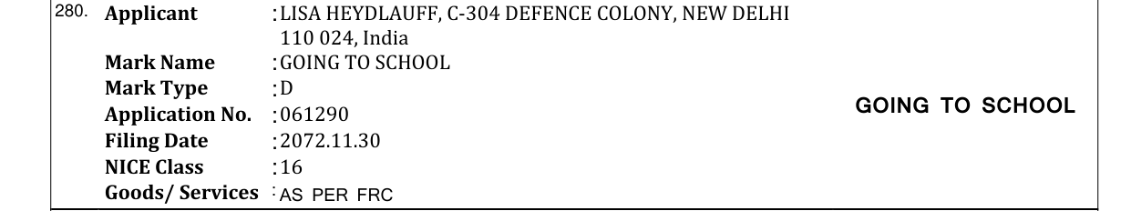 Original bulletin entry for GOING TO SCHOOL