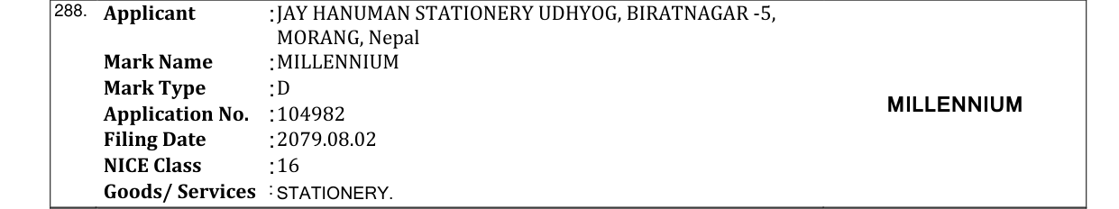 Original bulletin entry for MILLENNIUM
