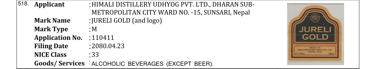 Original bulletin entry for JURELI GOLD (and logo)