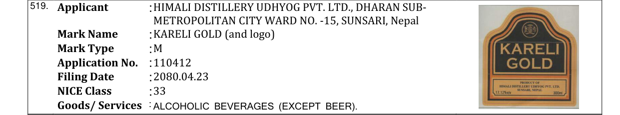 Original bulletin entry for KARELI GOLD (and logo)
