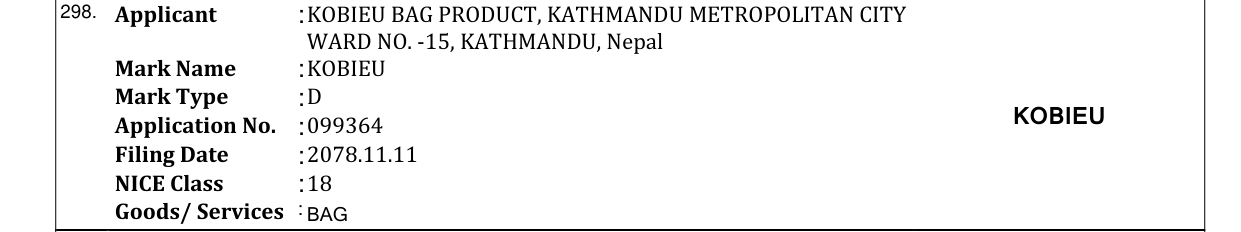 Original bulletin entry for KOBIEU