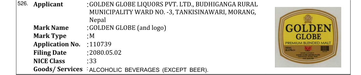 Original bulletin entry for GOLDEN GLOBE (and logo)