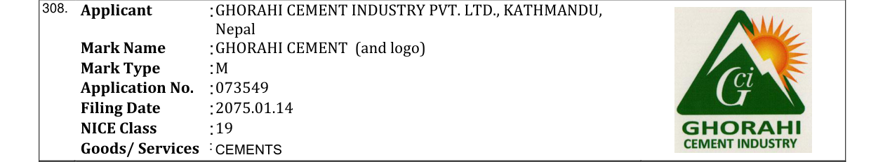 Original bulletin entry for GHORAHI CEMENT (and logo)