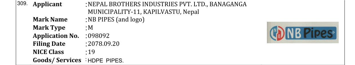 Original bulletin entry for NB PIPES (and logo)