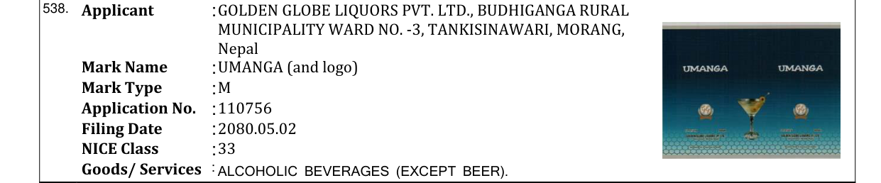 Original bulletin entry for UMANGA (and logo)