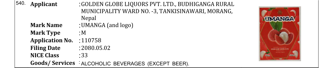 Original bulletin entry for UMANGA (and logo)