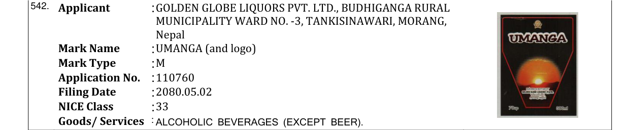 Original bulletin entry for UMANGA (and logo)