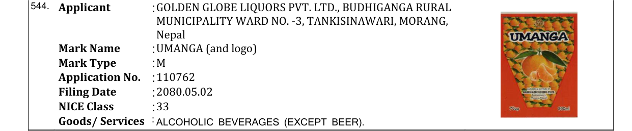 Original bulletin entry for UMANGA (and logo)