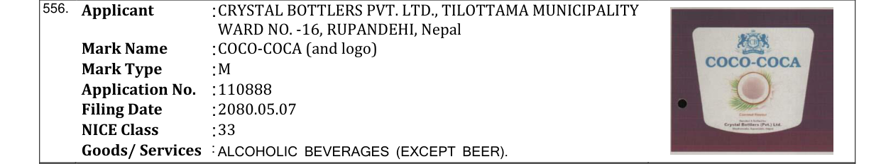 Original bulletin entry for COCO-COCA (and logo)