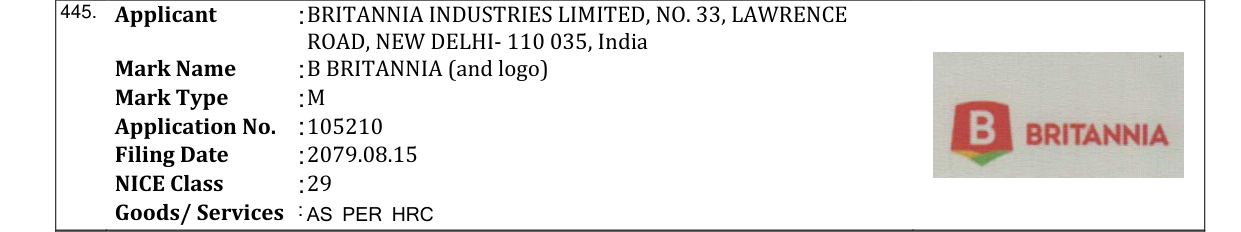 Original bulletin entry for B BRITANNIA (and logo)
