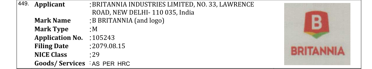 Original bulletin entry for B BRITANNIA (and logo)