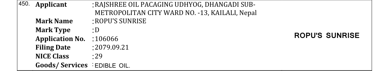 Original bulletin entry for ROPU'S SUNRISE